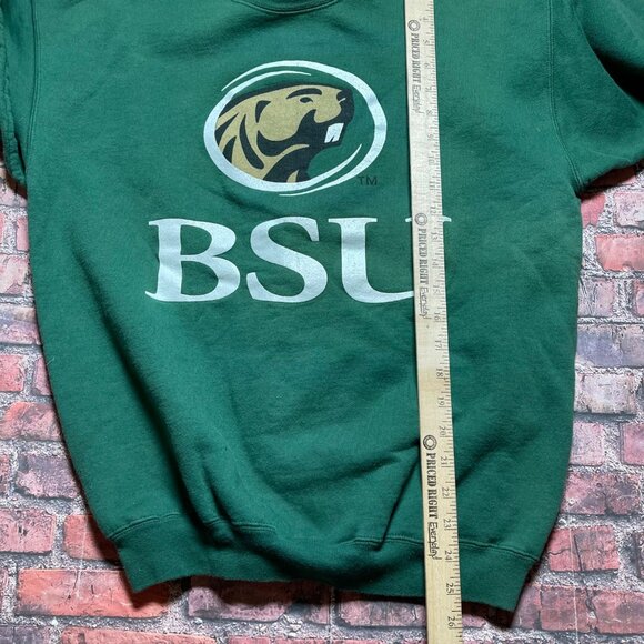 Vintage 90s Bemidji State University Football Sweatshirt Green Size M Beavers - Picture 5 of 6